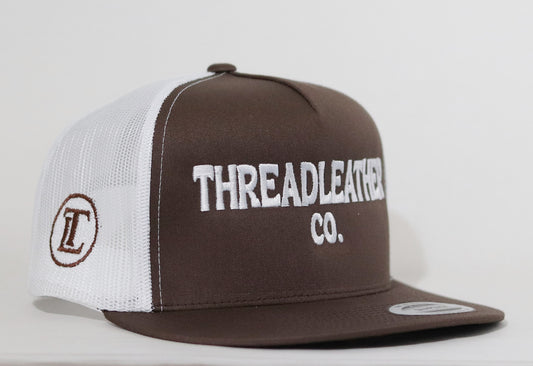 ThreadLeather Co. Snapback – Brown & White Trucker