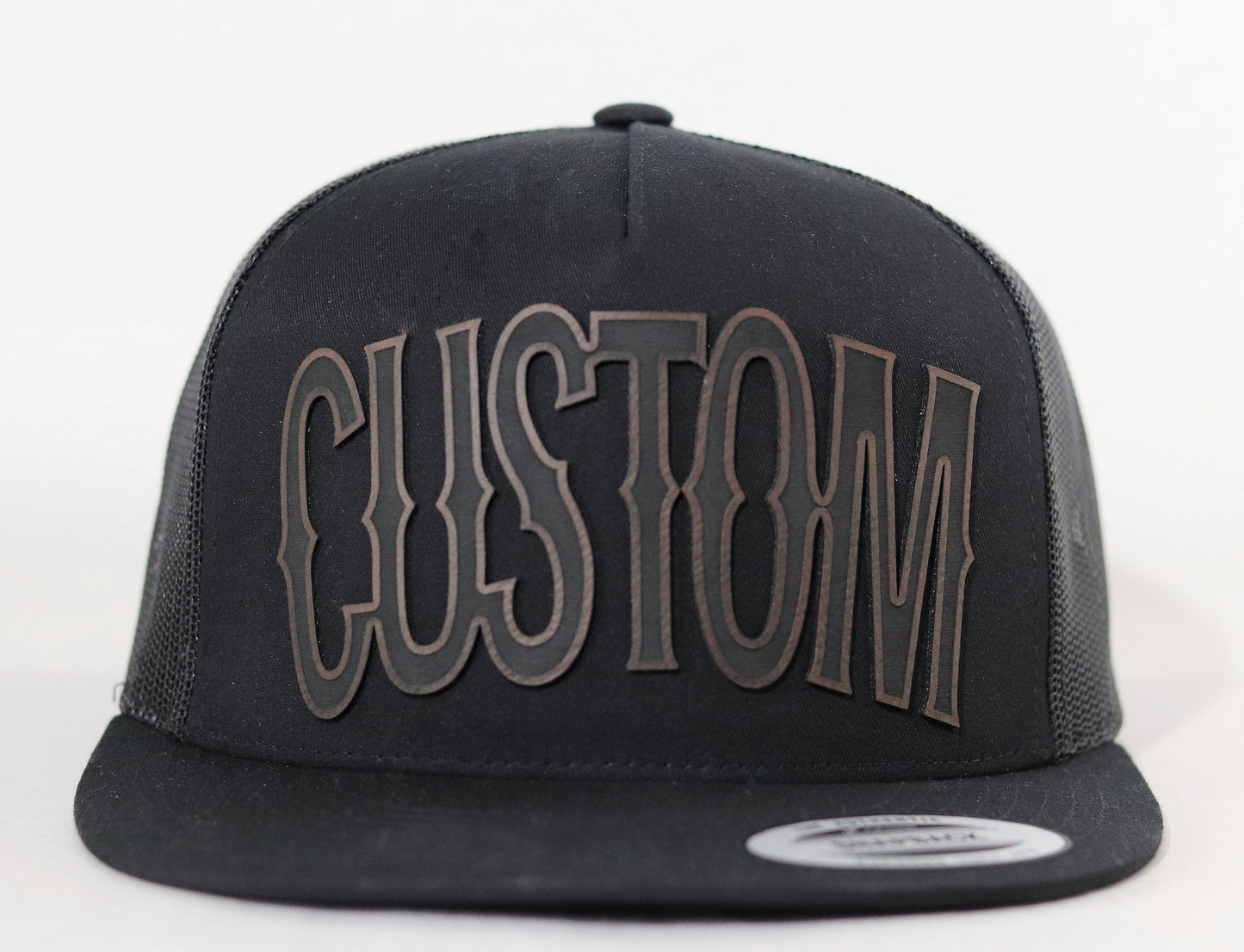 CUSTOM Blackout Leather Patch Hat