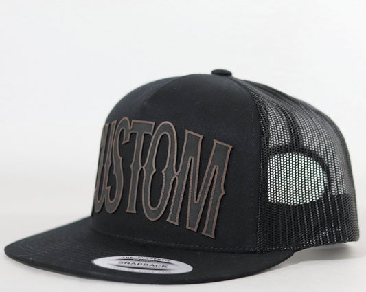 CUSTOM Blackout Leather Patch Hat