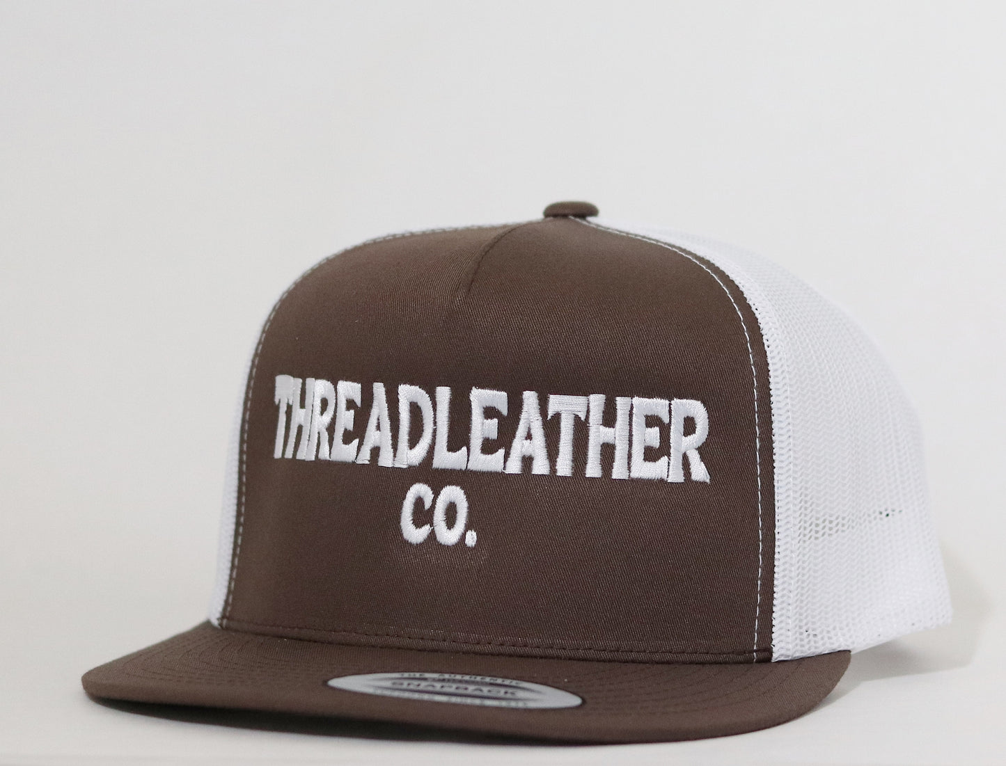 ThreadLeather Co. Snapback – Brown & White Trucker