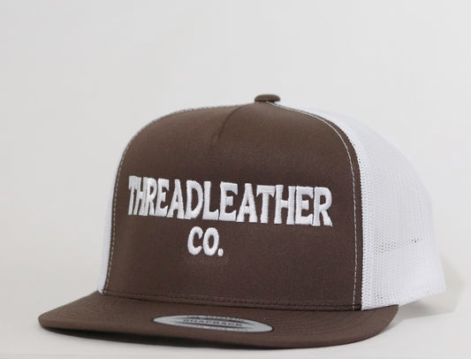 ThreadLeather Co. Snapback – Brown & White Trucker